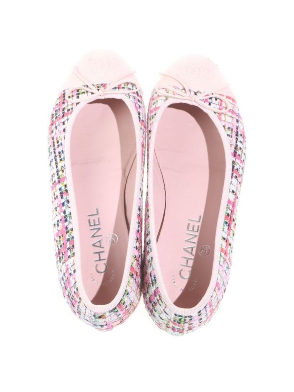 Chanel Ballerina CC Logo Tweed Flat Shoes Pink - Picture 4 of 6